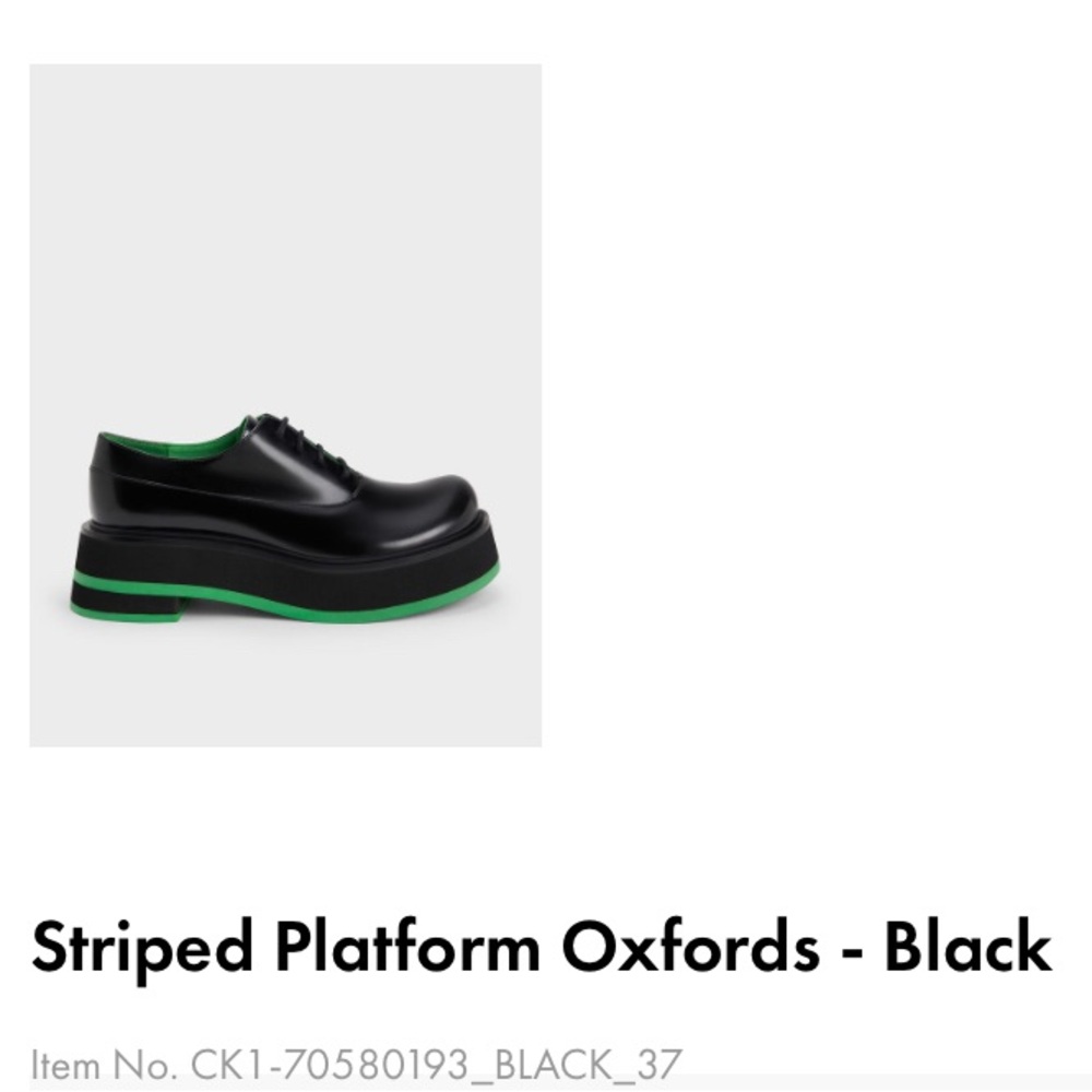 Charles & Keith Black and Green Platform Oxfords